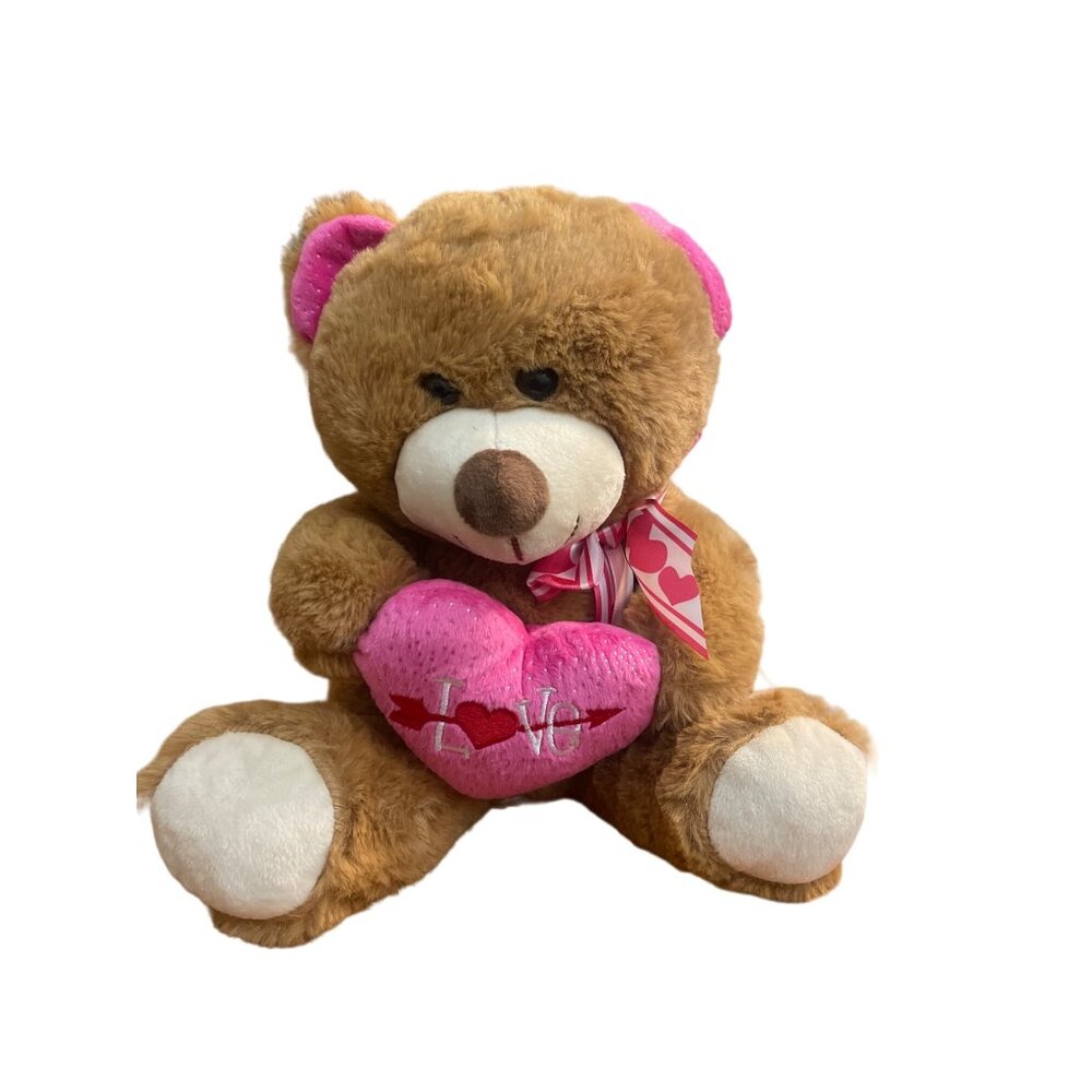 Midwood Brand Teddy Bear Holding Pink Heart Love Valentines Day 10"